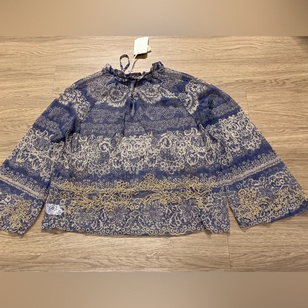NWT Johnny Was Mazzy Peasant Sheer Boho Blouse in Francis Size M - Picture 16 of 16